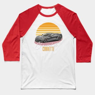 Retro Chevrolet Corvette Sunset Aesthetic Design Baseball T-Shirt